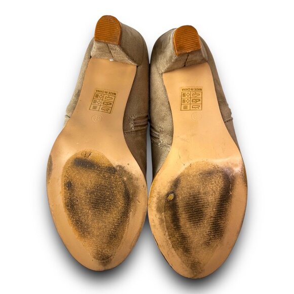 Chic Journee Womens Faux Suede Tan High Heel Ankle Booties Side Zipper EUC Sz8 - Picture 12 of 14